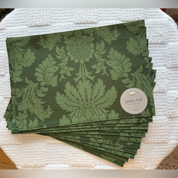 NEW Martha Stewart Green Table Place Mats Set of 12 - Picture 9 of 9